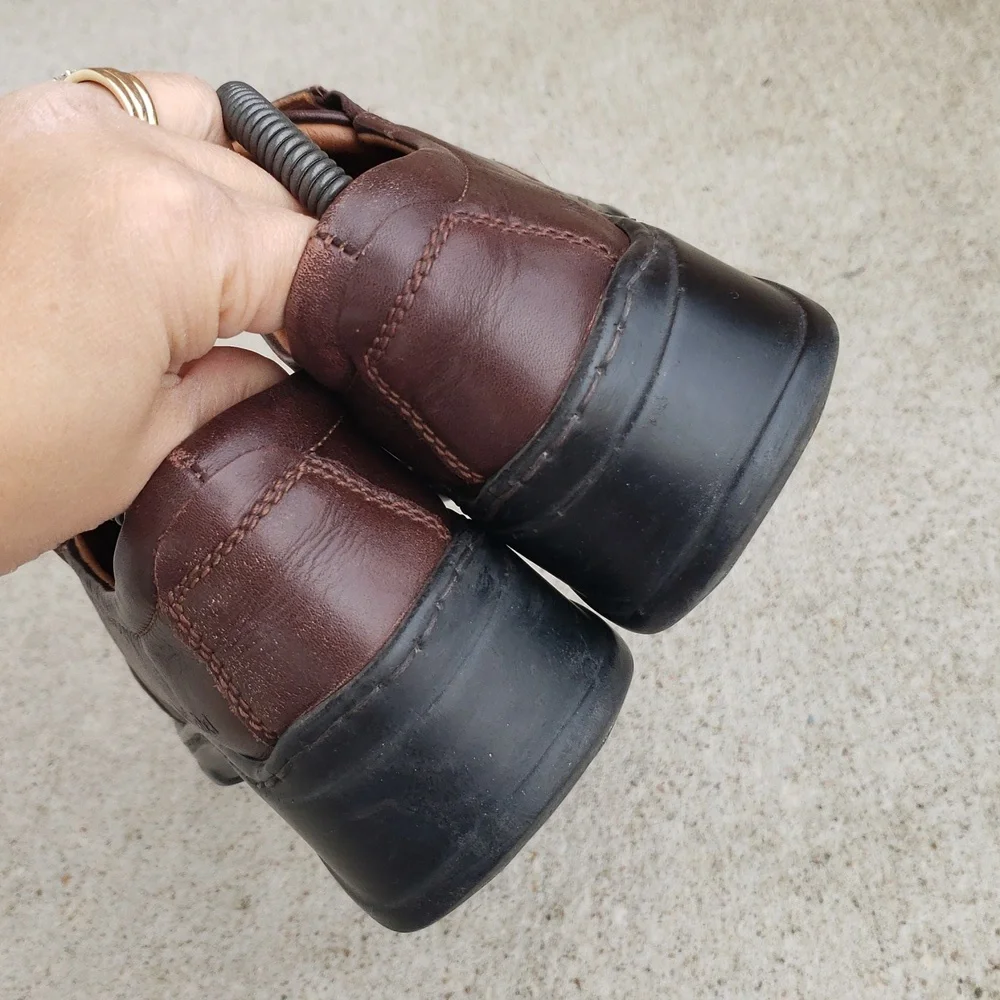 Josef Seibel Brown Zip Leather Chunky Heel Laofers Size 36 Classic Preppy Y2K
